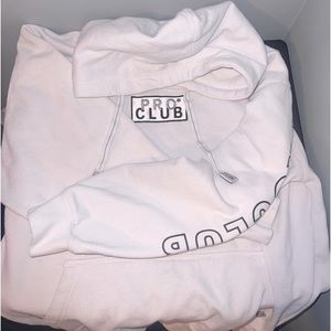 White L ProClub hoodie